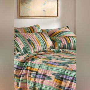 Anthropologie Naia Striped Cotton Gauze Quilt size Queen/Cali King *read*